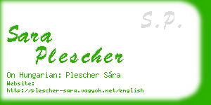 sara plescher business card